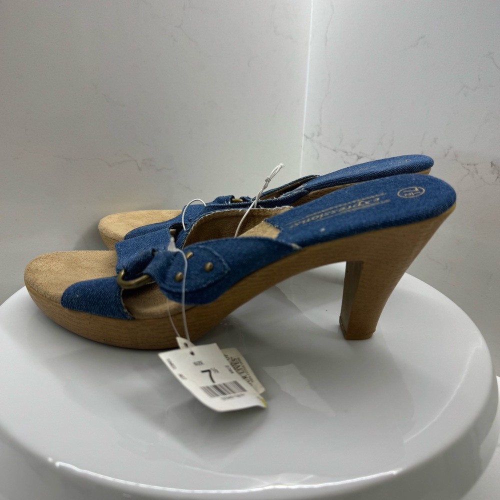 Vintage Expressions wooden slide platform heels NWT size 7.5